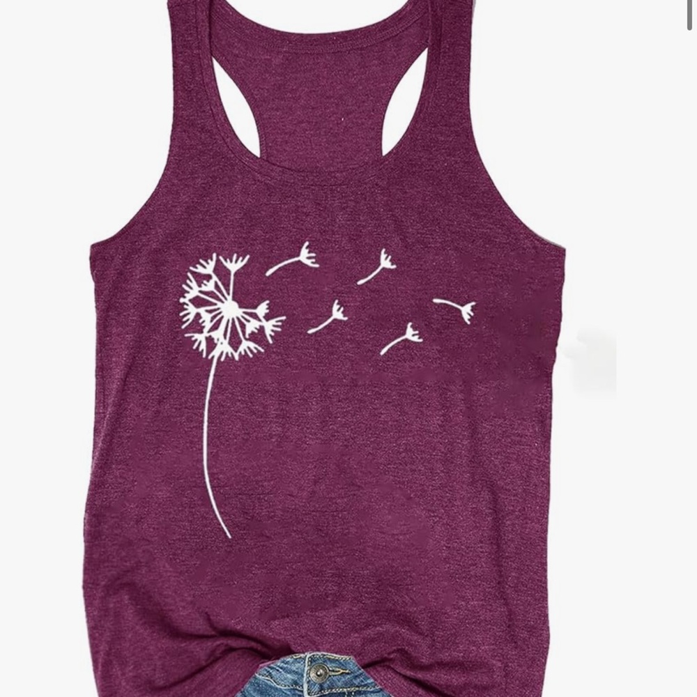 Chic Nation Maroon Dandelion Tank Top